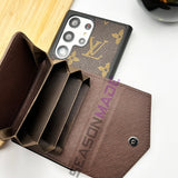 Samsung Galaxy S22 Ultra Luxury Brown Wallet Case Cover