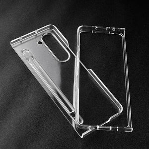 Samsung Galaxy Z Fold 5 Transparent Crystal Hard Shell Cover Case With S-Pent Slot