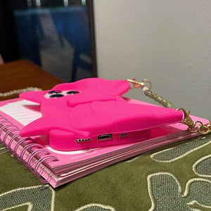 iPhone Pink Bow Silicone Case Cover With Sling