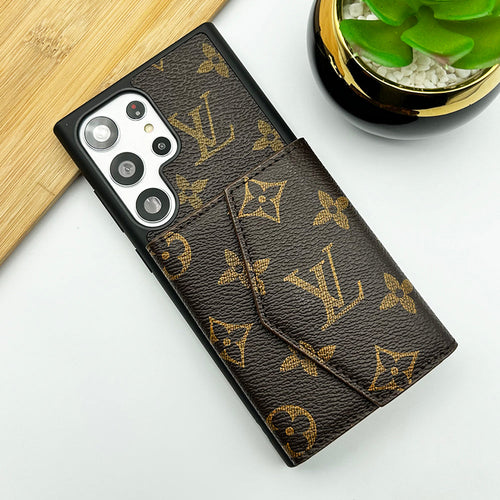 Samsung Galaxy S22 Ultra Luxury Brown Wallet Case Cover