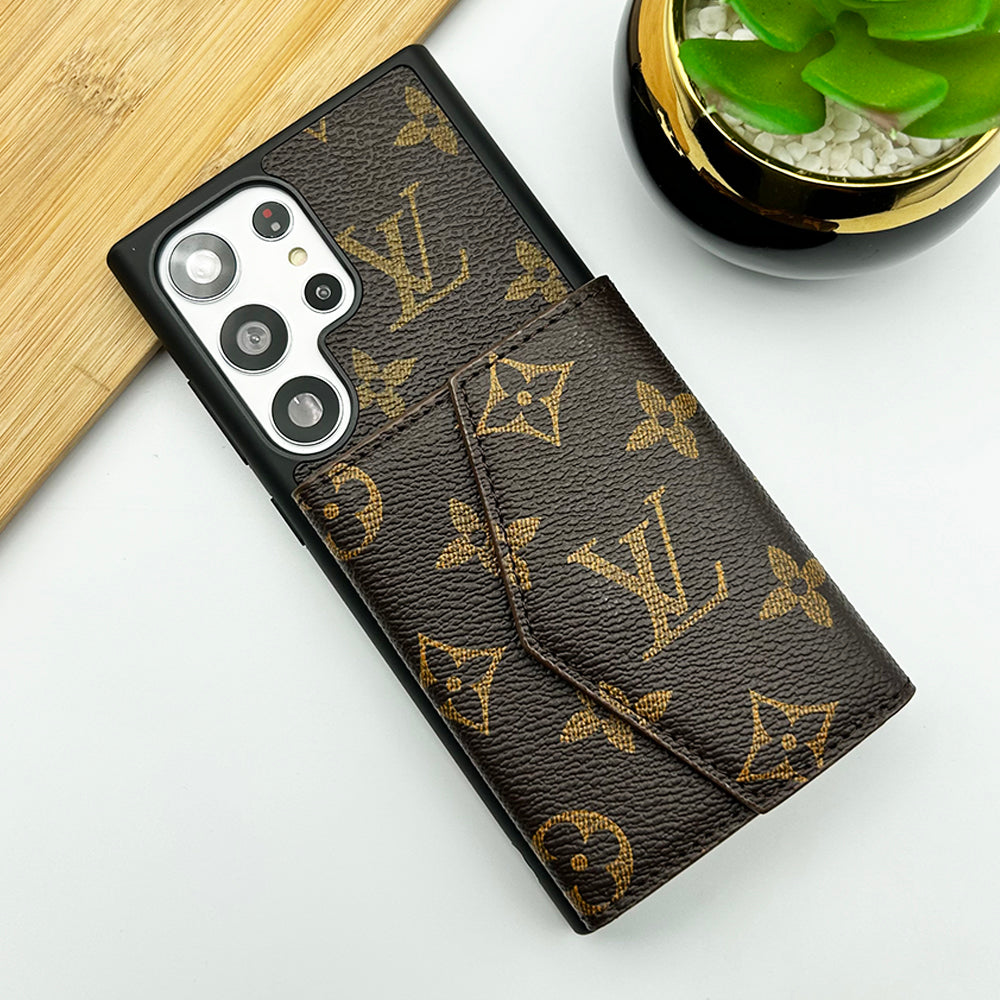 Samsung Galaxy S22 Ultra Luxury Brown Wallet Case Cover