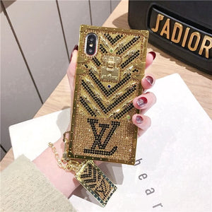 iPhone 15 Series Luxury Branded Trunk Gold Phone Case