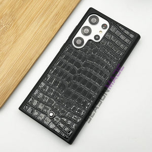 Samsung Galaxy S22 Ultra Croc Pattern MB Logo PU Leather Case Cover