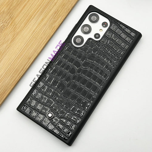 Samsung Galaxy S22 Ultra Croc Pattern MB Logo PU Leather Case Cover