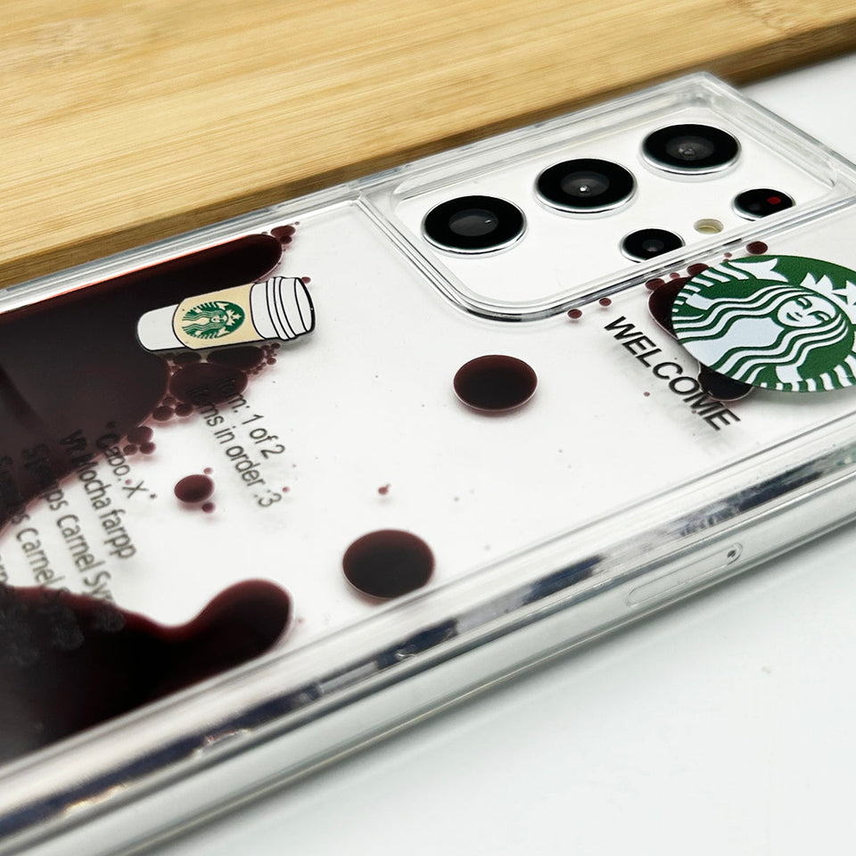 Samsung Galaxy S22 Ultra StarBucks Liquid Coffee Floating Cup Case Cover