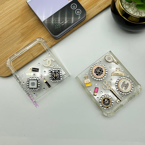 Samsung Galaxy Z Flip 4 CC Make Up Diamond TPU Transparent Case Cover