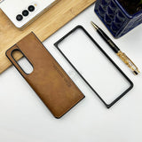 Z Fold 4 Leather Case With Back Side Protective Card Holder Slot