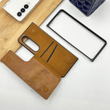 Z Fold 4 Leather Case With Back Side Protective Card Holder Slot