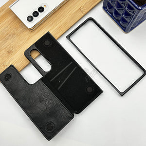 Z Fold 4 Leather Case With Back Side Protective Card Holder Slot