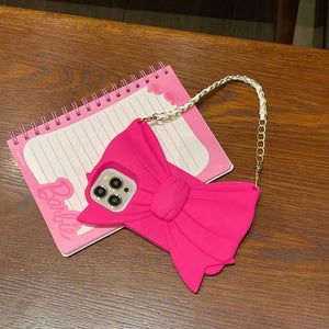 iPhone Pink Bow Silicone Case Cover With Sling