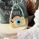 iPhone 3D Retro Camera Silicone Case Cover With Sling Yellow