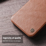 iPhone 15 Series Nillkin Camera Protection QIN Leather Flip Case Brown