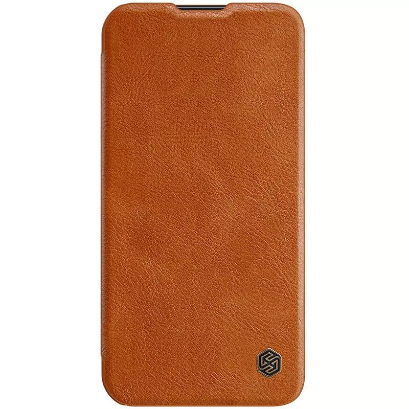 iPhone 15 Series Nillkin Camera Protection QIN Leather Flip Case Brown