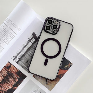 iPhone Magsafe Magnetic Transparent Phone Case With Lens Protector