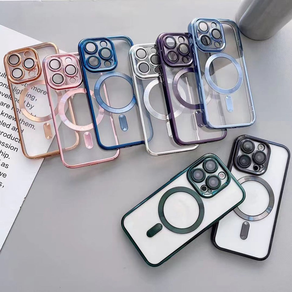 iPhone Magsafe Magnetic Transparent Phone Case With Lens Protector