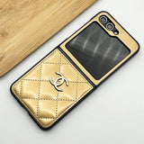 Samsung Galaxy Z Flip 5 Luxury Brand Puff Stitch Leather Case Cover