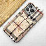 iPhone Luxury Plaid BB Pattern PU Leather Card Holder Case cover