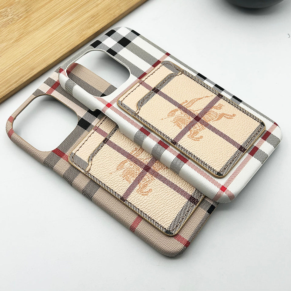 iPhone Luxury Plaid BB Pattern PU Leather Card Holder Case cover