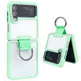 Samsung Galaxy Z Flip 4 Transparent Shockproof Clear Case With Metal Ring Stand