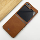 Samsung Galaxy Z Flip 5 PU Leather Chrome Plated Side Case Cover