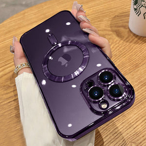 iPhone Magsafe Transparent Purple Case Cover Lens Protector