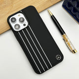 iPhone Merc Black Leather White Stripe Case Cover