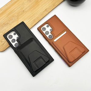 Samsung Galaxy S24 Ultra Premium PU Leather Card Holder Case Cover With Stand