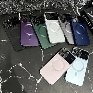 iPhone 15 Series Liquid Matte Silicone Backplane Camera Lens Shield Magsafe Case Cover