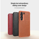 Samsung Galaxy S23 Camera Protection QIN Leather Flip Case Black