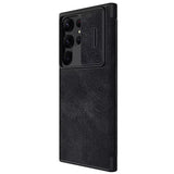 Samsung Galaxy S23 Ultra Camera Protection QIN Leather Flip Case Black