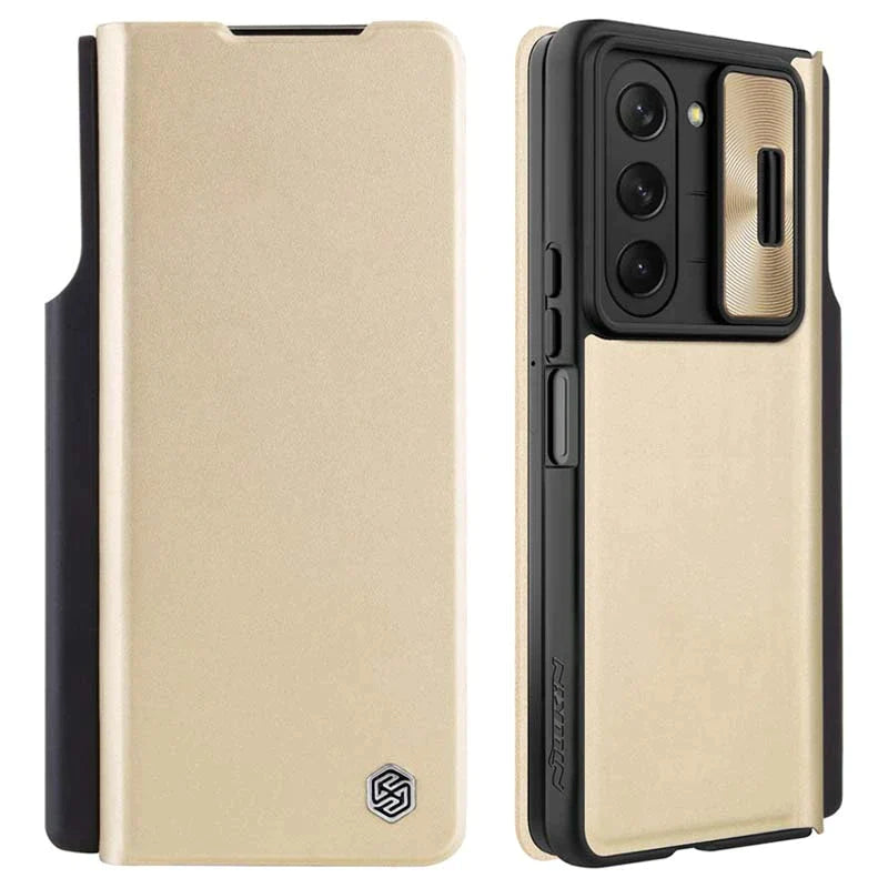 Samsung Galaxy Z Fold 5 Nillkin QIN Pro Flip Case Cover Gold