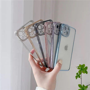 iPhone Side Diamond Transparent Chrome Case Cover