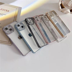 iPhone Side Diamond Transparent Chrome Case Cover