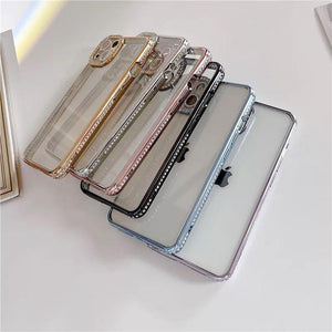 iPhone Side Diamond Transparent Chrome Case Cover