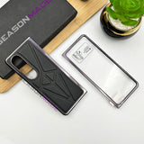 Samsung Z Fold 4 PU Triangular Leather Chrome Plated Front Screen Protector Case Cover