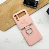 Samsung Galaxy Z Flip 4 Shockproof Slim Ring Silk Silicone Case Cover