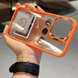 iPhone Hollow Flipping Bracket Case Cover With Camera Protection Lens Orange Edition