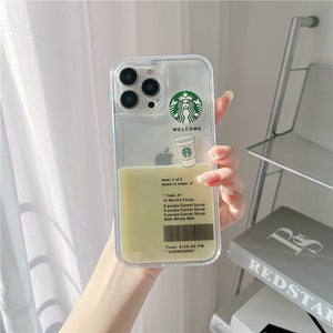 iphone starbucks coffee floating cup liquid case cover