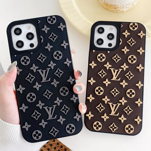 iPhone Luxury Brand 3D Pattern Silicone Case Cover