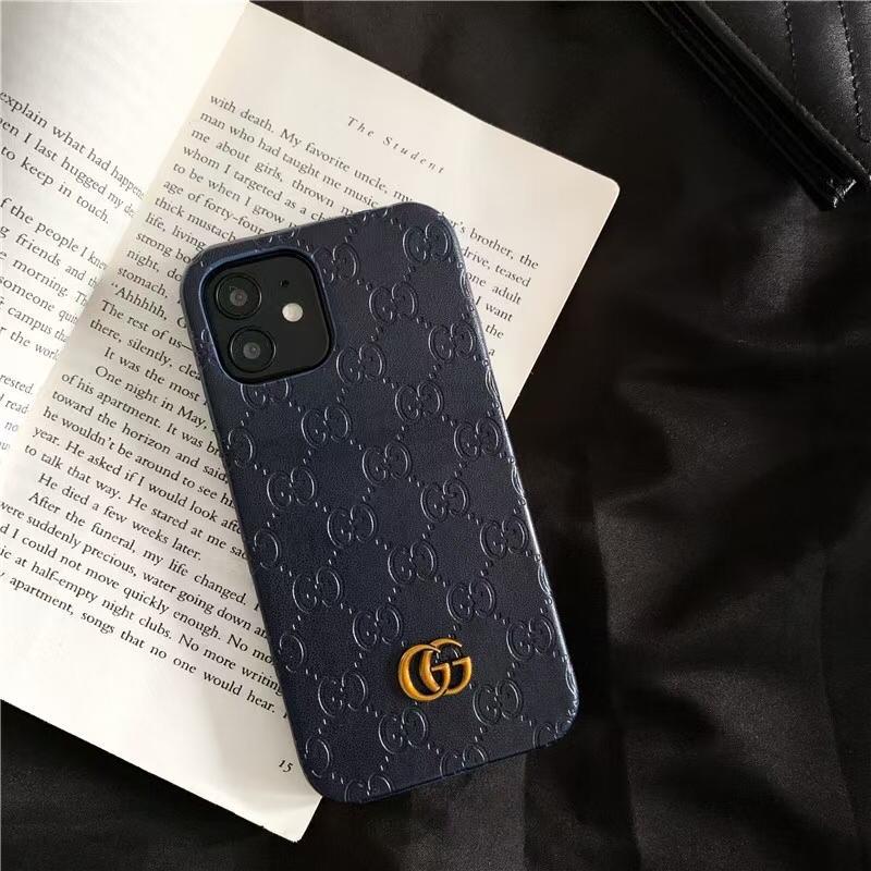 iPhone 15 Series Luxury GG Fashion Leather Brand Case Cover