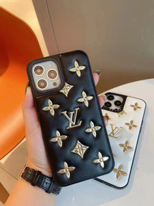 iPhone Luxury Brand Puffer Leather Phone Case Cover