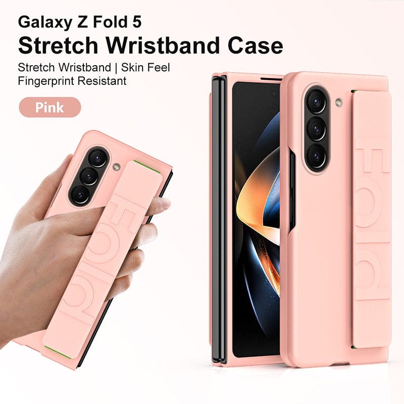 Samsung Galaxy Z Fold 5 Silk Hard Shell Strap Holder Case