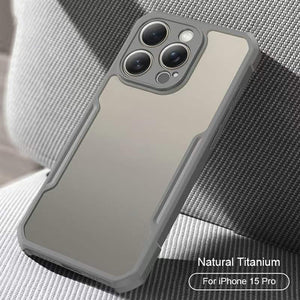 iPhone 15 Series Shockproof Airbags Bumper Transparent Back Cover (Natural Titanium)