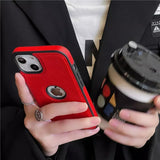 iPhone Luxury Leather Logo Cut Back Case Cover