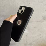 iPhone Luxury Leather Logo Cut Back Case Cover