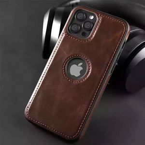 iPhone Luxury Leather Logo Cut Back Case Cover