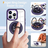 iPhone 15 Series Transparent Magnetic Rotating Ring Holder Magsafe Case Cover