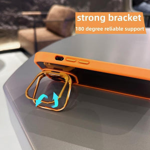 iPhone Hollow Flipping Bracket Case Cover With Camera Protection Lens Orange Edition