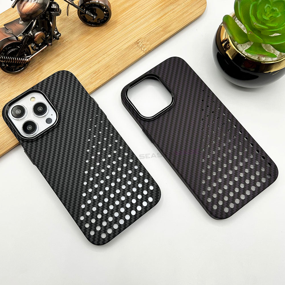 iPhone Premium Carbon Fiber Dotted Texture PC Hard Case Cover